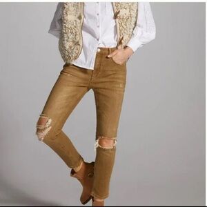 Pilcro Maize Earth Ripped Cropped Jeans The Heritage Boyfriend Distressed